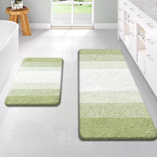 Vista 44 de OLANLY - Juego de tapetes para baño de 2 piezas, de microfibra, suaves y absorbentes, antideslizantes, lavables a máquina y para secadora, felpudos
