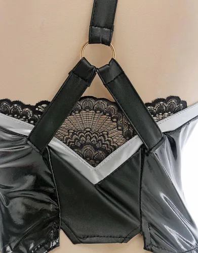 Vista 4 de Miccostumes Disfraz de gato negro para mujer body negro con guantes y parche ocular