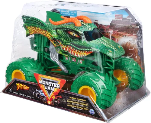 Vista 8 de Monster Jam, Camión Monstruo Dragón Oficial, Vehículo de Colección Fundido a Presión, Escala 1:24, Juguetes para Niños Varones de 3 Años en Adelante