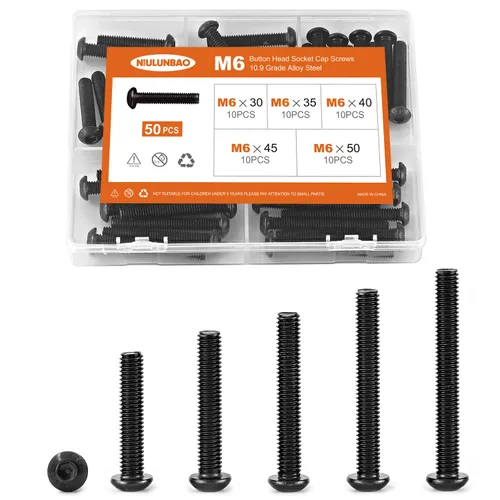 Vista 23 de Tornillos de cabeza de botón M3 x 6 mm, 8 mm, 10 mm, 12 mm, 16 mm, tornillos de cabeza de botón, acero de aleación de grado 10.9, acabado de óxido