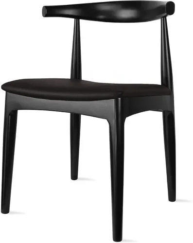 Vista 6 de 2xhome Solid Wooden Dining Chair Upholstered Faux Leather Cushioned Seat Modern Farmhouse Elbow Side Chair Home, Kitchen, Office, Meetings