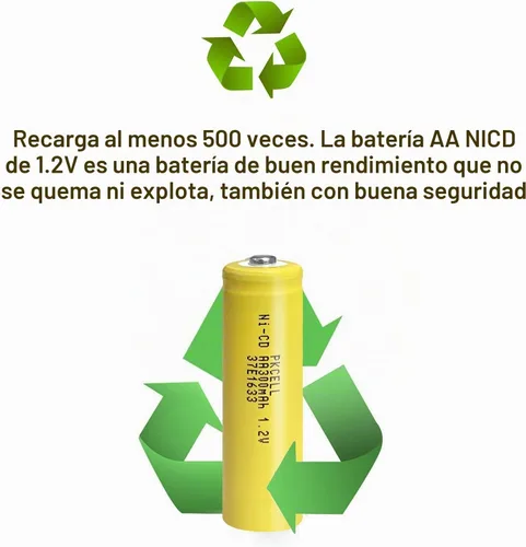Vista 4 de PKCELL Paquete de 4 pilas recargables AA 1.2V 300mAh NICD para luces