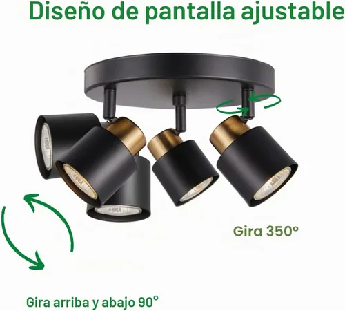 Vista 5 de Kit de iluminación de riel de 3 luces, toldo con acabado de latón negro mate con foco de techo moden empotrado para cocina, comedor, sala de estar