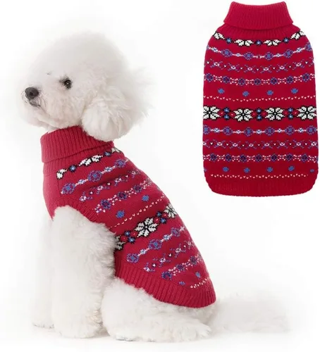 Vista 7 de BINGPET Suéter para Perro - Ropa Navideña de Invierno Cálida para Perros - Suéter de Cuello de Tortuga para Perros Pequeños, Medianos y Grandes
