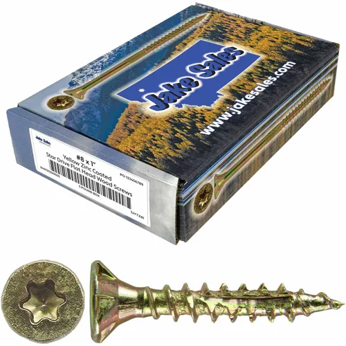 Vista 51 de 8 x 1 revestimiento exterior recubierto de bronce, tornillo de madera multiusos compatible con ACQ, cabeza plana Torx/Star Drive de 1 libra, 288
