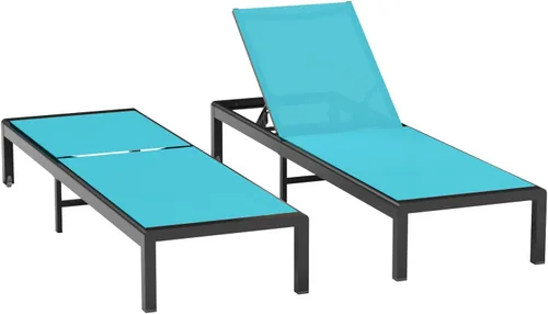 Vista 21 de Tumbona de aluminio para patio al aire libre con ruedas, color Caqui