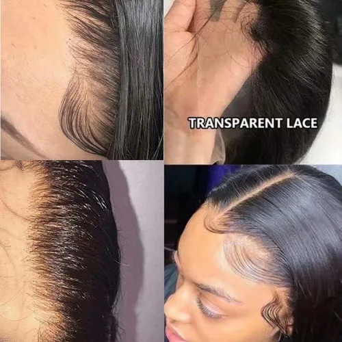 Vista 5 de Peluca de cabello humano con encaje frontal transparente HD de 13 x 6 pulgadas, peluca de cabello humano degradado con abuelitos, pelucas de encaje