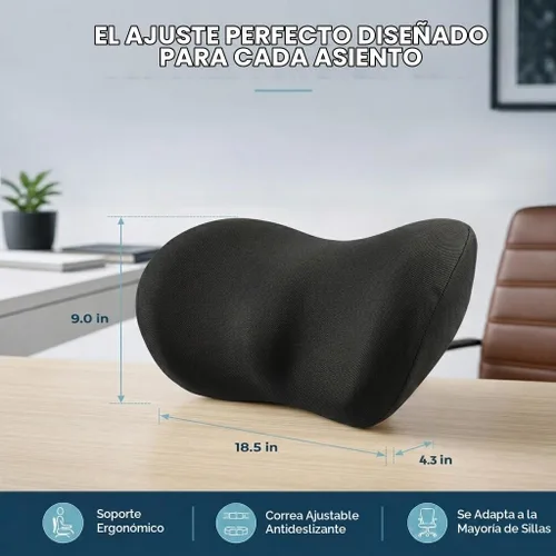 Vista 7 de Almohada de apoyo lumbar para coche con sistema de estabilidad Dual-Grip™ Almohada de espalda de espuma viscoelástica adaptativa avanzada