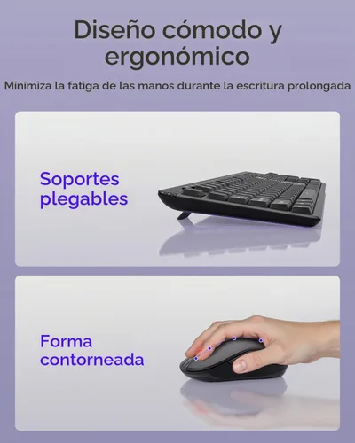 Vista 4 de wegear Combo de teclado y mouse inalámbricos, mouse ajustable de 5 niveles de 4000 DPI, teclado de tamaño completo 2.4G con 8 accesos directos