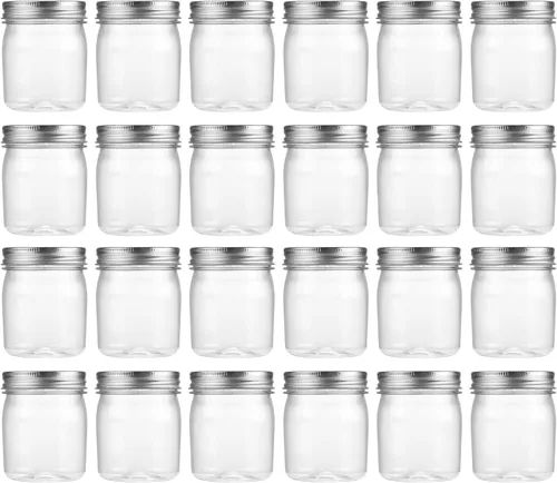 Vista 8 de Novelinks - Tarros de plástico de 8 onzas y tarros de plástico transparente con tapas, 8 onzas 8 Pack, Black, Plastic Containers with Lids, Small