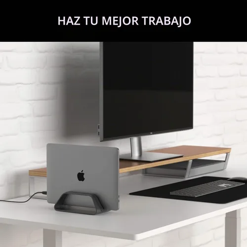 Vista 8 de HumanCentric Soporte vertical para laptop compatible con MacBook Pro y MacBook Air, soporte para escritorio de computadora personal, aluminio, Negro