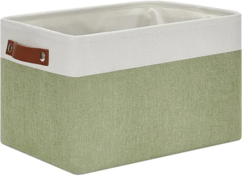Vista 48 de DULLEMELO Cesta de almacenamiento pequeña para estantes, pequeña cesta plegable de tela rectangular para estantes, armarios, guardería, hogar Beige