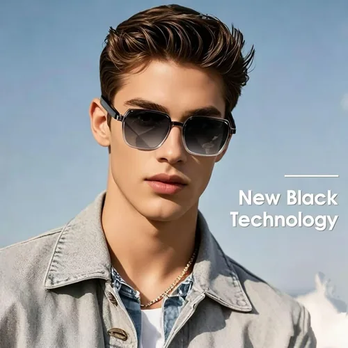 Vista 7 de Lentes de sol inteligentes con Bluetooth, lentes fotocromáticos anti luz azul, protección UV, audio de oído abierto, llamadas manos libres, control