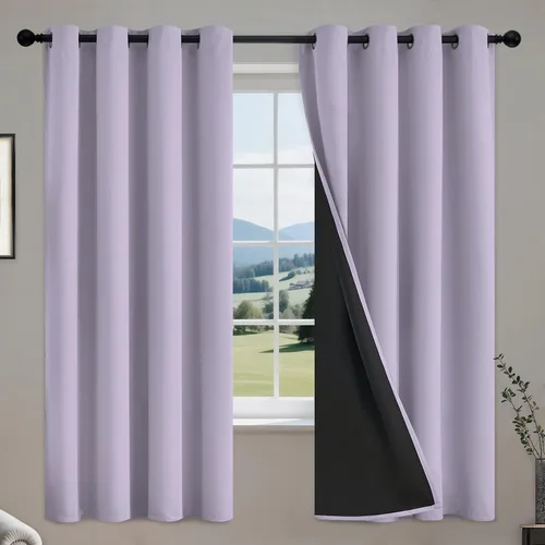 Vista 12 de COSVIYA Cortinas opacas 100% beige Biscotti para dormitorio, juego de 2 paneles de 63 pulgadas de largo, bloqueo de luz completa, aislamiento