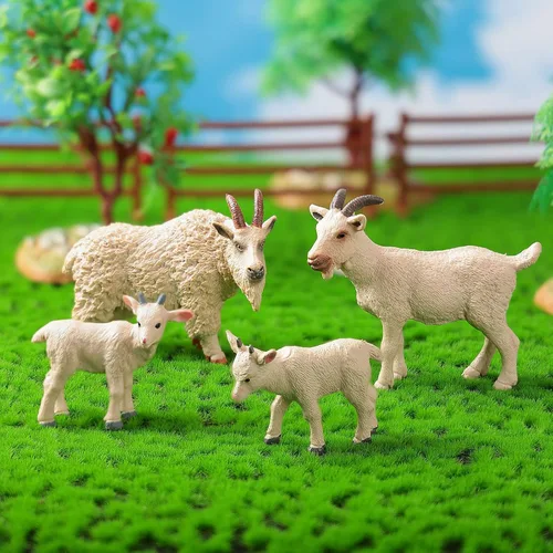 Vista 7 de 4 figuras familiares de cabras, figuras realistas de animales de cabra