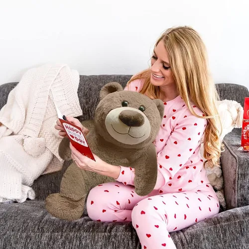 Vista 6 de Oso de peluche con peso de 3.5 libras, almohada de animales de felpa con peso de 24 pulgadas, bonitos juguetes de peluche kawaii, regalos