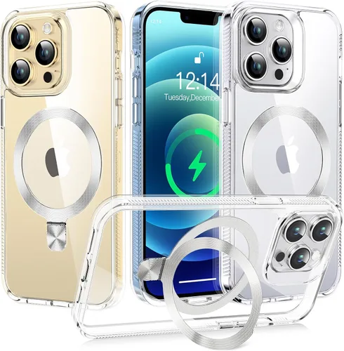 Vista 15 de [Anillo de CD compatible con soporte invisible MagSafe] Funda magnética para iPhone 12 / iPhone 12 Pro, parachoques galvanizado que no se pone