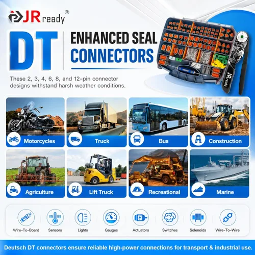 Vista 2 de JRready DW5007-03 Kit de conectores Deutsch,Conector DT 2 pines,3 4 6 8 12 pines gris IP68 conectores de cable eléctrico impermeables