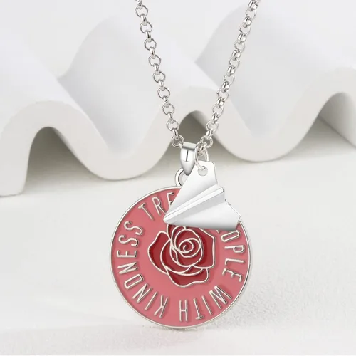Vista 4 de YOUGANNA Harry TPWK - Collar esmaltado de rosas para mujer One Direction Harry Paper Airplane Necklace Harry Fans Jewelry Gift para adolescentes