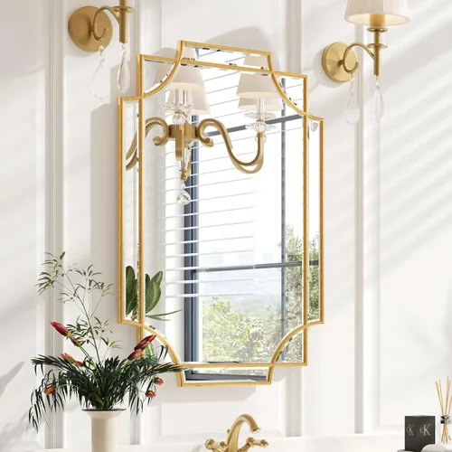 Vista 18 de Kelly Miller Espejo de pared decorativo con borde festoneado de lámina