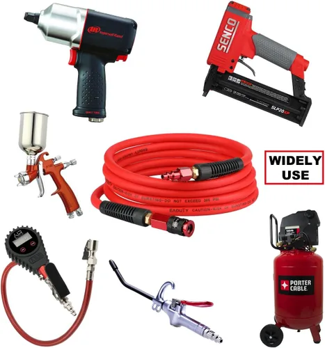 Vista 7 de Manguera de aire híbrida de entrada de 1/4 pulg. x 3 m, manguera de compresor de aire ligera, flexible y duradera con acoplador rápido universal