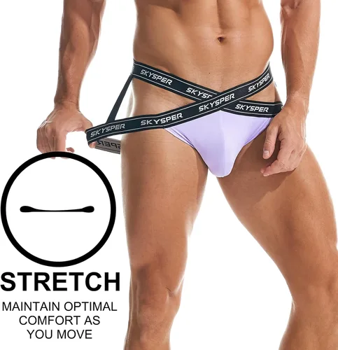Vista 79 de SKYSPER Jock Strap Athletic Supporter para hombres Sexy Jockstrap Ropa interior masculina