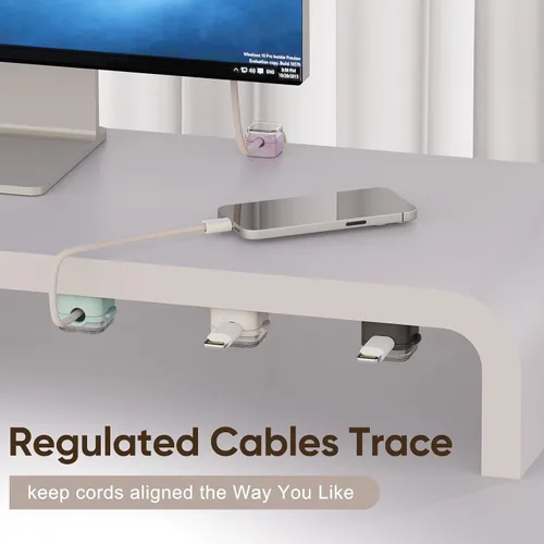 Vista 3 de Paquete de 9 soportes magnéticos para cables, clips magnéticos para cables de escritorio con adhesivo fuerte, organizador de cables para gestión