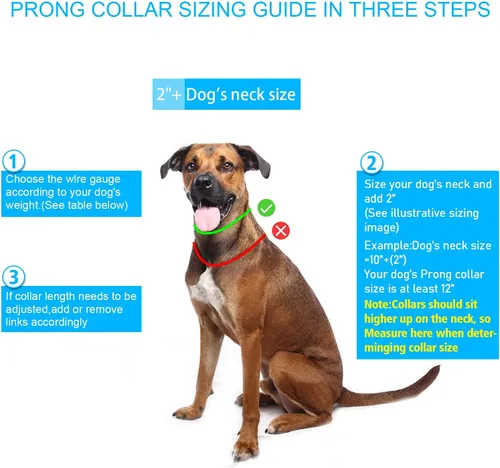 Vista 4 de Collar de punta para perro, collar de entrenamiento para perros con clip de liberación rápida, eslabones ajustables de acero inoxidable con puntas