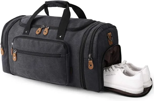 Vista 2 de Gonex Bolsa de lona para viaje de 50 L Compartimento gris oscuro para zapatos