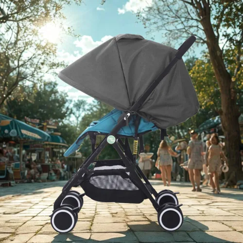 Vista 9 de LweiPsqLin Parasol para cochecito de bebé, impermeable, UPF50+, cubierta opaca Lycra ligera con malla ventilada Se adapta a asiento de automóvil
