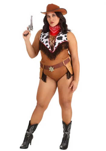 Vista 3 de Disfraz de Mujer Plus Size Estrella del Lejano Oeste Multicolor