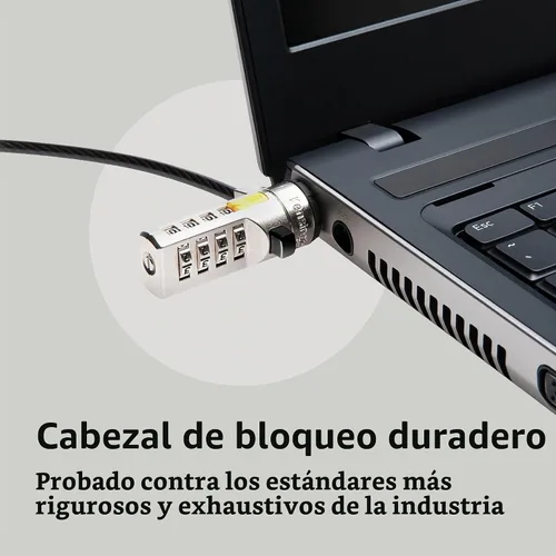 Vista 6 de Kensington Cable de Combinación con Barra en T Ranura de Bloqueo Estándar para Laptops, Contraseña Restablecible de 4 Dígitos con Cable de 6 Pies