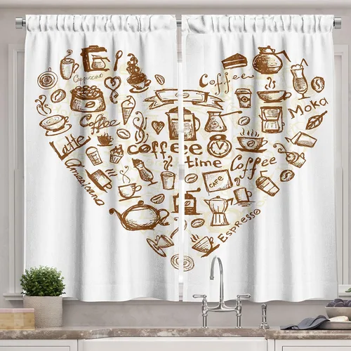 Vista 10 de Ambesonne Cortinas rústicas de cocina, recetas temáticas de verduras para chef, tablones de madera rústica, imagen de arte, cortinas de ventana