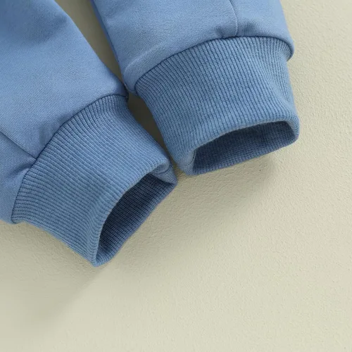 Vista 5 de Conjunto de 2 piezas de sudadera de manga larga con bolsillo para bebé, camiseta y pantalones, conjunto de sudadera de otoño
