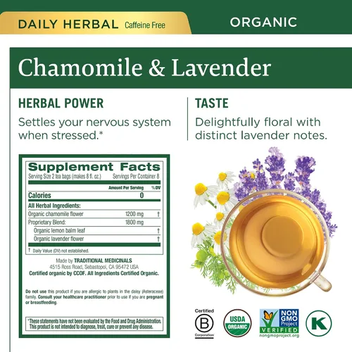 Vista 5 de Traditional Medicinals - Té de hierbas orgánico en seis relajantes sabores, manzanilla, hibisco, menta, melisa, limón y jengibre, y pasionaria, 6