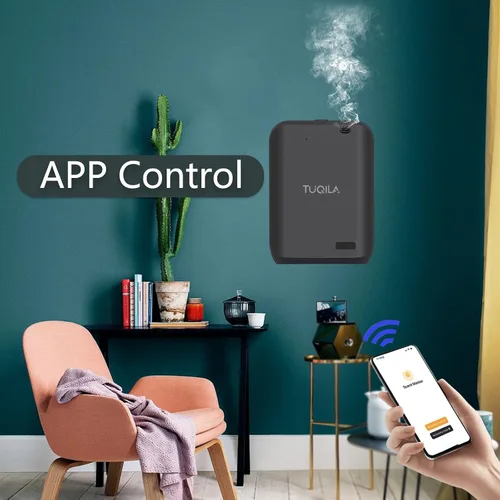 Vista 2 de Difusor de hotel con tecnología de aire frío sin agua, 1000 pies cuadrados, control por aplicación, difusor inteligente de aroma para máquina