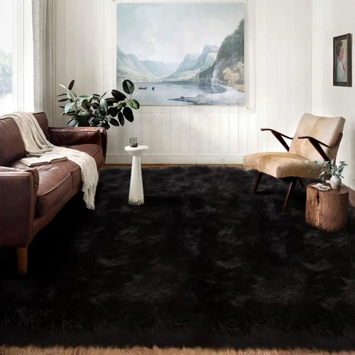Vista 115 de Latepis - Alfombra rectangular de piel sintética tipo lana de oveja suave y esponjosa de estilo bohemio para sala de estar, dormitorio y residencias