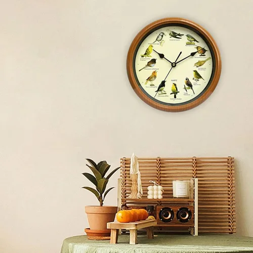 Vista 2 de Generic Reloj de pared de pájaro - Reloj colgante decorativo con sonido para cocina, 10.0x10.0x1.8 in, marrón