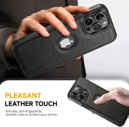 Vista 3 de Funda de cuero de lujo con diseño único para iPhone 14 Pro Max, antideslizante, resistente a los arañazos, ultra delgada, funda protectora
