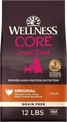 Vista 11 de Comida seca para perros Wellness CORE, para razas pequeñas, sin grano, alta en proteínas, natural, receta original de pavo y pollo