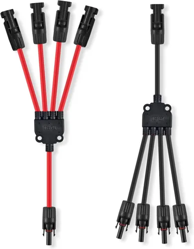 Vista 12 de Conectores solares en Y, adaptador paralelo de cable de 10AWG para panel solar (Rojo y Negro)