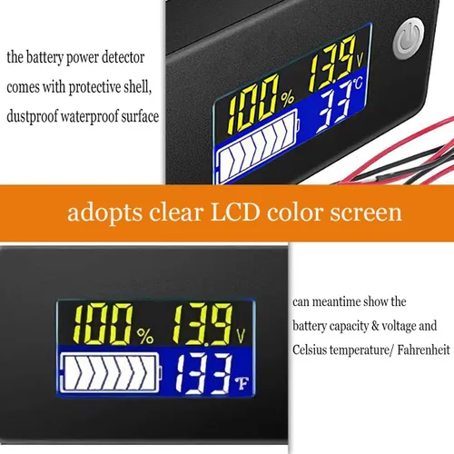 Vista 3 de Medidor de voltaje con pantalla de temperatura, medidor de voltaje (12 V)