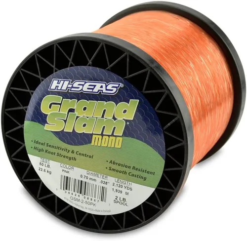 Vista 7 de HI-SEAS Grand Slam - Sedal de pesca de monofilamento, fuerte y resistente a la abrasión, en agua dulce y salada transparente, rosa, verde, azul