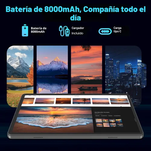 Vista 4 de 2026 AI Android 15 Tablet con teclado, 26GB+256GB+2TB Expandir (verde) 10 Inch Tablet PC with Gemini AI, Octa-Core, 8000mAh, 5G WiFi, Widevine L1