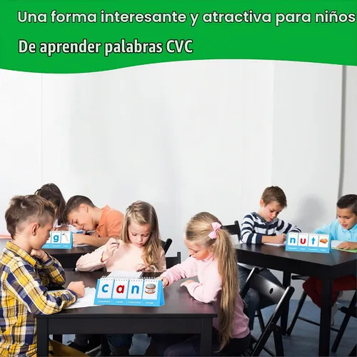 Vista 7 de CVC Word Flip Chart - 40 Tarjetas de doble cara con palabras de vocal corta, independiente, herramienta educativa de aprendizaje para suministros