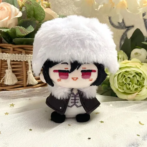 Vista 2 de CALEMBOU Llavero de peluche de anime, 4 pulgadas, lindo llavero de peluche de Chibi para mochila, Dazai Osamu Chuuya Rampo Dostoievsky de felpa