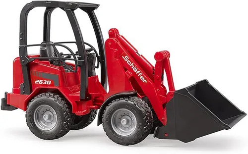 Vista 3 de Bruder 02190 Schaeffer Compact Frontloader 2630 Tractor para granja realista y construcción juego de simulación Escala 1:16, barra antivuelco