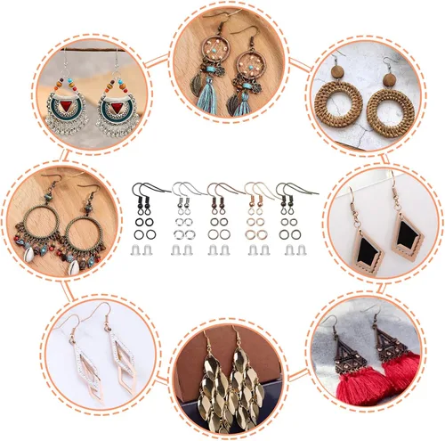 Vista 5 de TOAOB - Juego de 150 ganchos hipoalergénicos para aretes de colores mezclados, con 1000 anillos abiertos, 200 piezas de aros para hacer joyas
