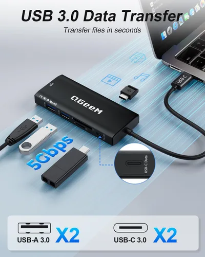 Vista 4 de Hub USB C, estación de acoplamiento para laptop 10 en 1, monitor dual individual 8K y 2x4K @60Hz, adaptador multipuerto tipo C con 2 HDMI, PD100W