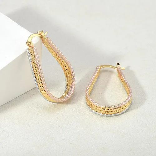 Vista 6 de Aretes de aro de oro de moda para mujer, aretes de aro hipoalergénicos, aretes de oro de moda para mujer, aretes de aro de oro perfectos, idea